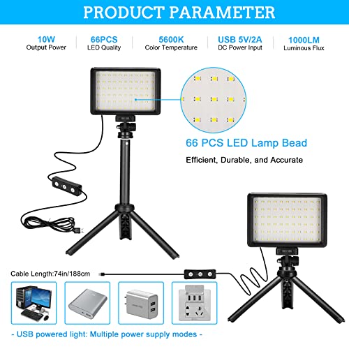 Ci-Fotto LED Video Light 2-Pack, 5600K Dimmable, with Tripod