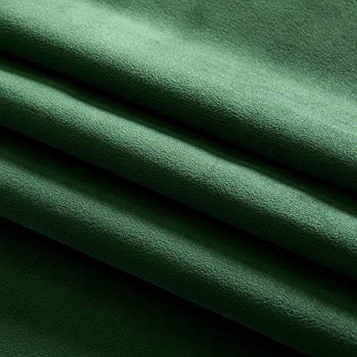 Miulee Velvet Blackout Curtains, Thermal Insulated, Dark Green, 2 Panels