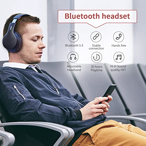 Lobkin Wireless Headphones Over Ear Bluetooth 5.3, Black Orange