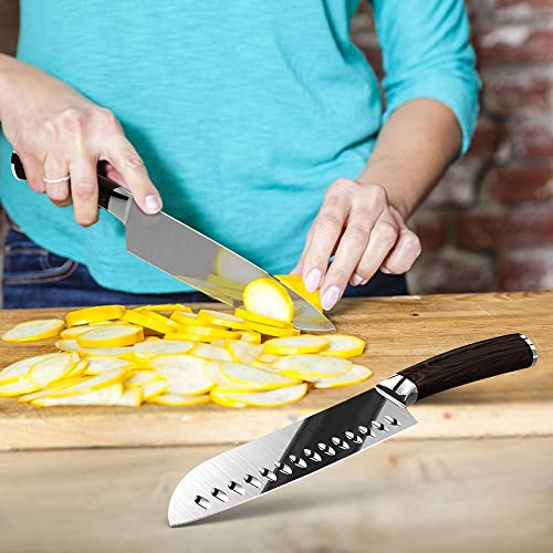 Enfmay Kitchen Knife Set, German High Carbon Steel, Chef & Santoku Knife, 2pc