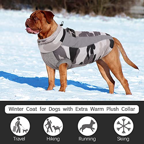 Kuoser Dog Winter Jacket, Waterproof Windproof Camo Fleece Vest