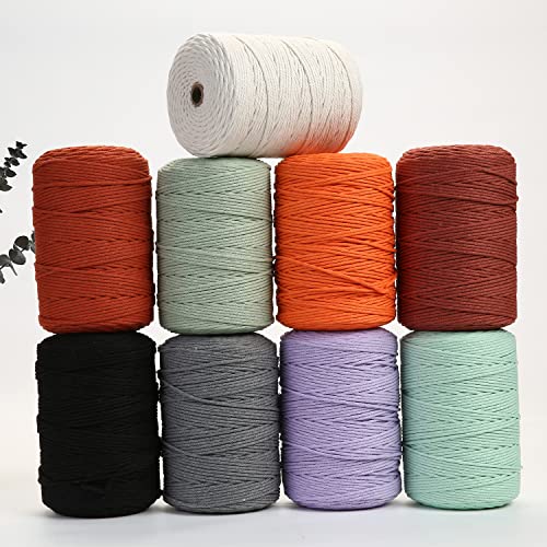 Gohof Macrame Cord 3mm X 450m Premium Cotton Macrame Rope, 4 Strand, Black
