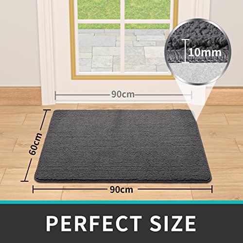Dexi Indoor Door Mat Non-Slip Absorbent Washable Grey 60x90cm