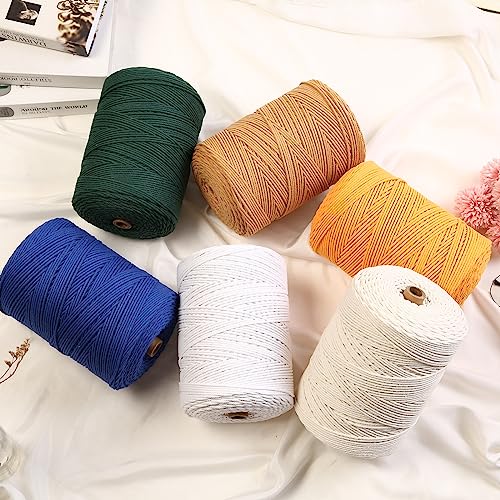 Gohof Macrame Cord 3mm X 450m Premium Cotton Macrame Rope, 4 Strand, Black