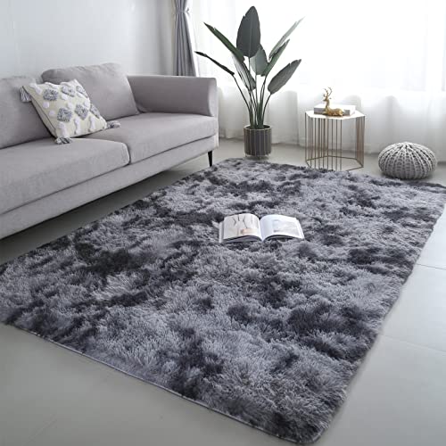 Lekeplus 120X180cm Fluffy Soft Rug For Living Room Bedroom, Grey