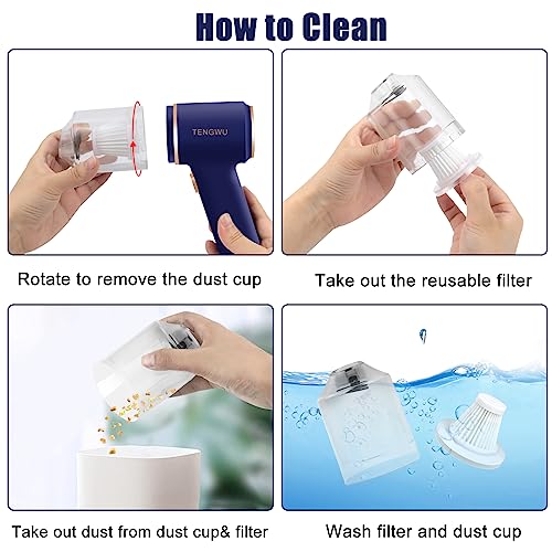 TENGWUDZ Cordless Handheld Vacuum, 6000PA Suction