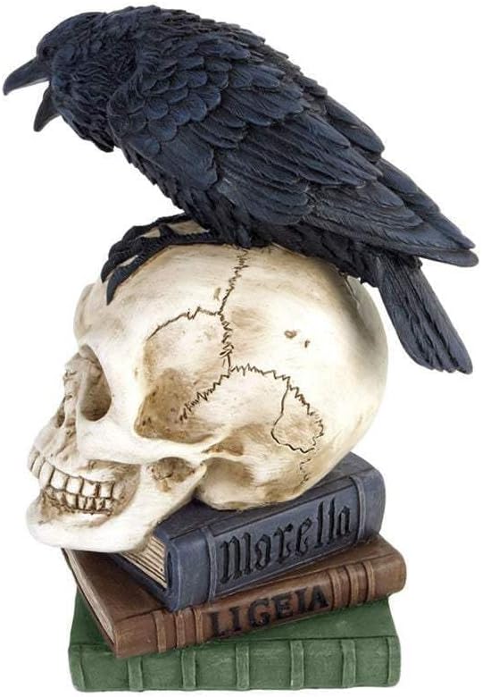 Alchemy Poe's Raven Gothic Skull and Books Resin Ornament