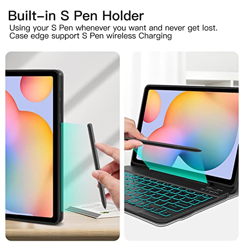 Juqitech Backlit Keyboard Case For Samsung-Galaxy-Tab S6 Lite 10.4", Black