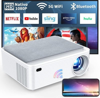 THREE ANTS 1080P Projector WiFi Bluetooth 4K Support HDMI USB + Carry Bag