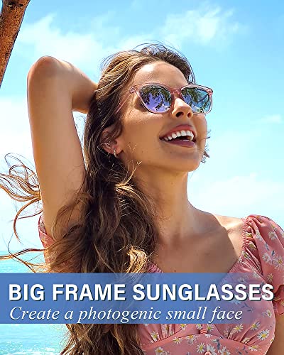 Myiaur Polarised Sunglasses Women Square Oversized Mirrored Lens UV400 - view 4