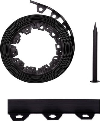 10m Black Lawn Edging Border 6cm High with Heavy Duty Stakes Flexible Garden