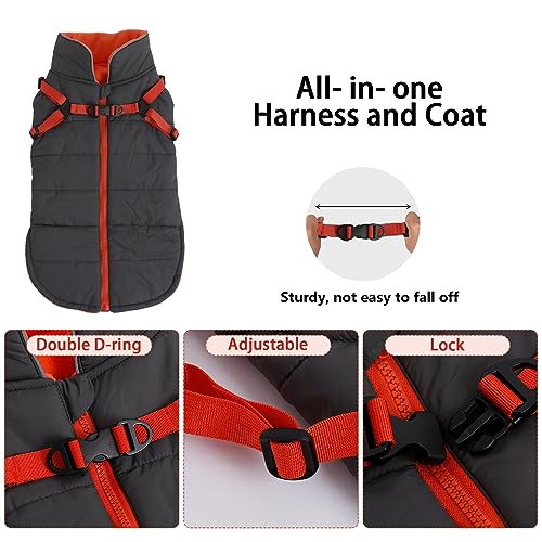 babepet Dog Winter Coat Waterproof Reflective Fleece Lined Harness Grey S - view 3
