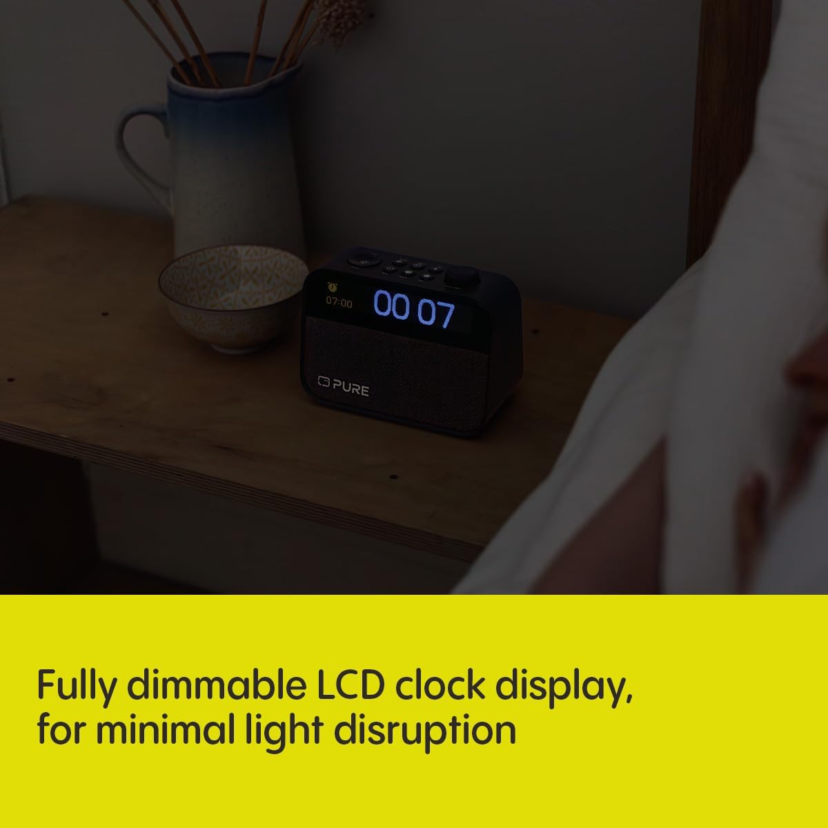Pure MOMENT DAB+ Alarm Clock Radio with Bluetooth, Black