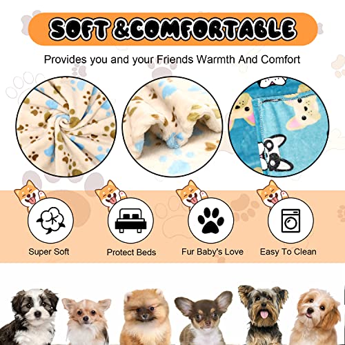 Rezutan Dog Blankets 3 Pack 106 x 76cm Washable Fleece 2 Blue 1 Brown - view 2