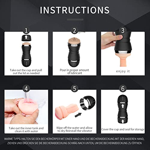 OEM1 Male Mastuabors Toys With 6 Vibration Modes And Heating Function, Black