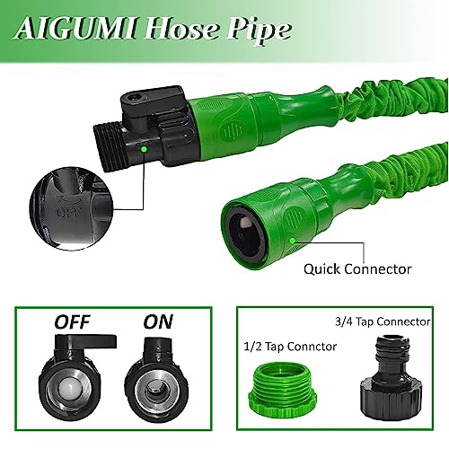 Aigumi 100ft Expandable Garden Hose Pipe 8 Function Spray Nozzle 3/4 1/2 in - view 2
