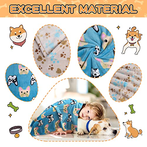 Rezutan Dog Blankets 3 Pack 106 x 76cm Washable Fleece 2 Blue 1 Brown - view 3