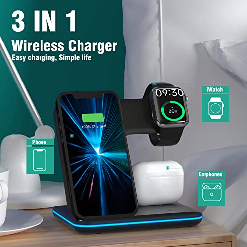 Wireless Charger 15W 3 in 1 Dock for iPhone Watch AirPods
