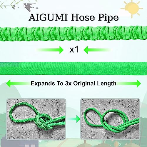 Aigumi 100ft Expandable Garden Hose Pipe 8 Function Spray Nozzle 3/4 1/2 in - view 4