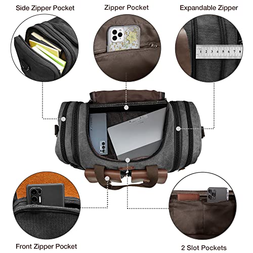 Wildroad Expandable Canvas Travel Duffel Bag, 50L Large Duffel Bag For Men