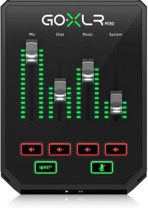 TC Helicon GoXLR MINI USB Audio Interface & Mixer, 4 Faders, MIDAS Preamp, XLR