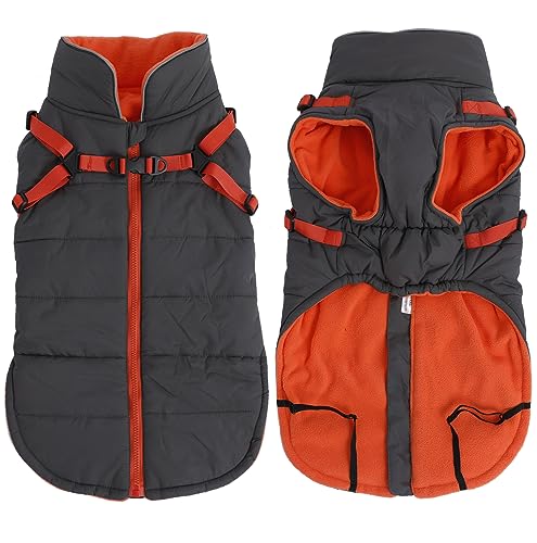 babepet Dog Winter Coat Waterproof Reflective Fleece Lined Harness Grey S - view 1