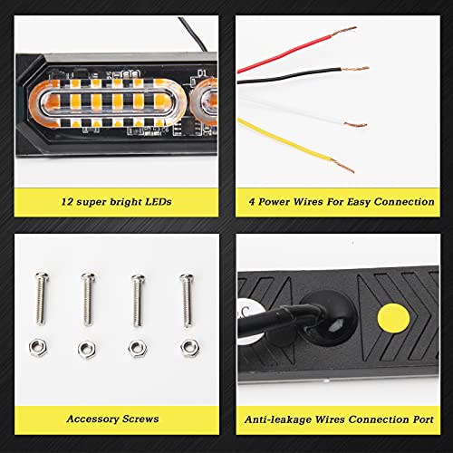 Jmest Lead 4-Pack LED Strobe Lights, 12V-24V Emergency Amber