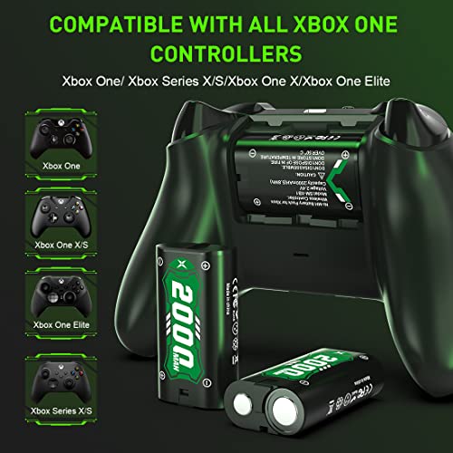 High Capacity Rechargeable Batteries with Charging Dock for Xbox Controllers