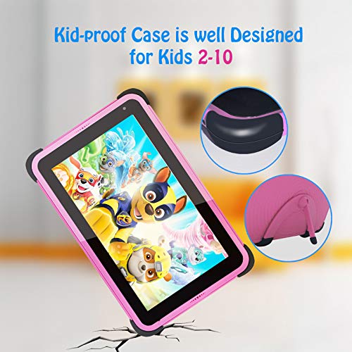 Cwowdefu Kids Tablet 7 Inch Android 11 Learning Tablets 32GB, Pink