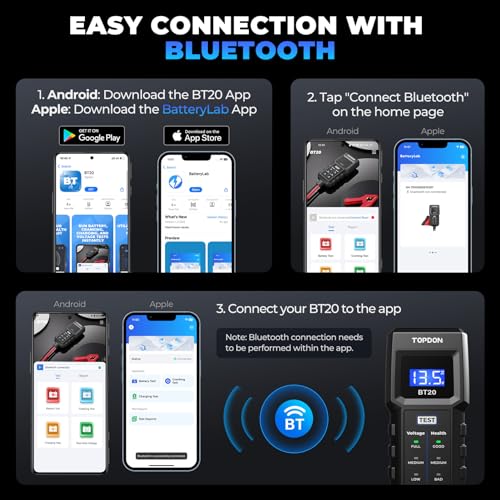 Topdon BT20 Car Battery Tester 12V 100-2000CCA Load and Charging Test App - view 4