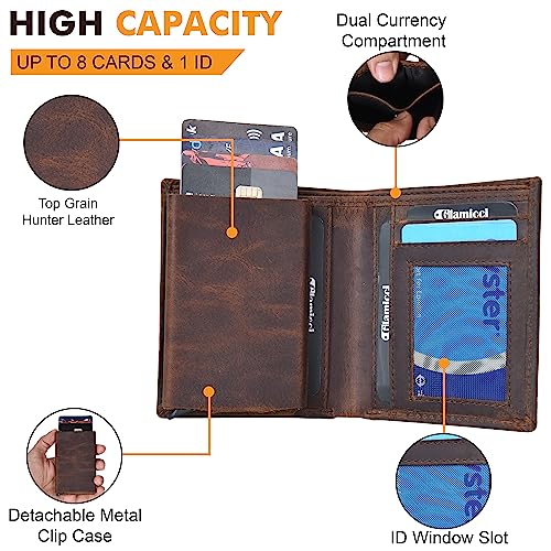 Glamicci Pop Up Card Holder Wallet, RFID Blocking, Hunter Brown