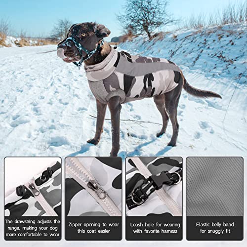 Kuoser Dog Winter Jacket, Waterproof Windproof Camo Fleece Vest