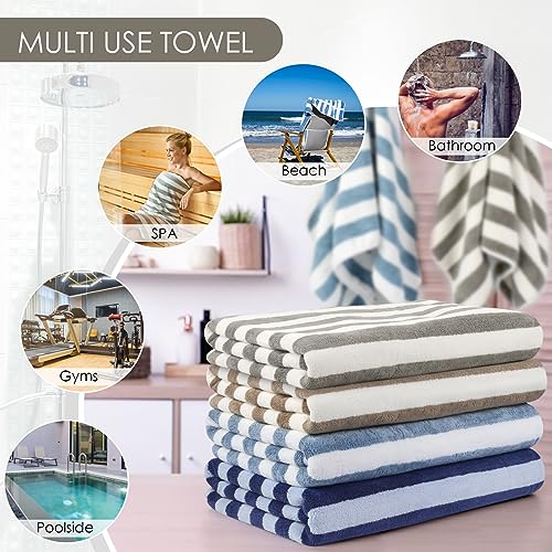 Vivote 2Pcs Microfibre Bath Towel, Super Soft Fluffy Striped, 80x152cm, Grey