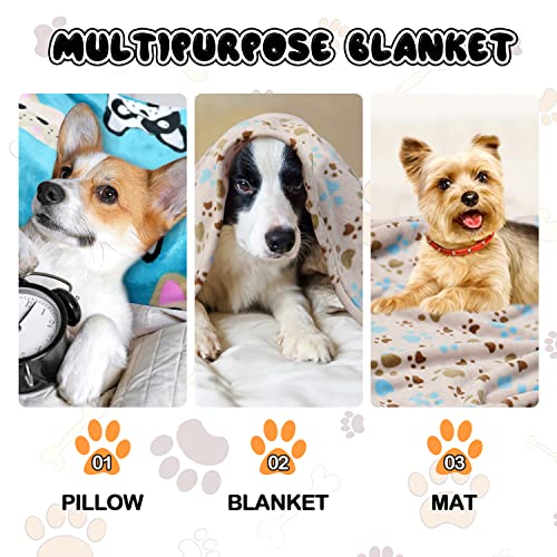 Rezutan Dog Blankets 3 Pack 106 x 76cm Washable Fleece 2 Blue 1 Brown - view 4