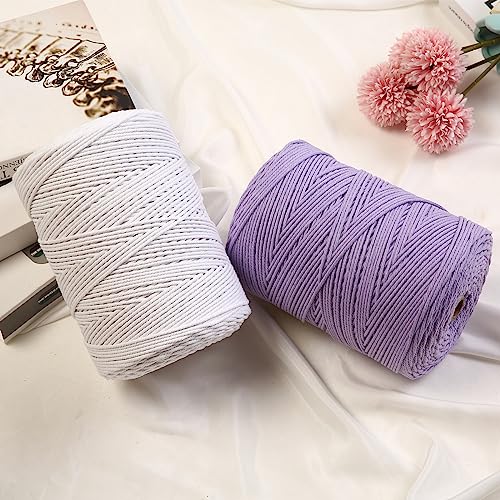 Gohof Macrame Cord 3mm X 450m Premium Cotton Macrame Rope, 4 Strand, Black
