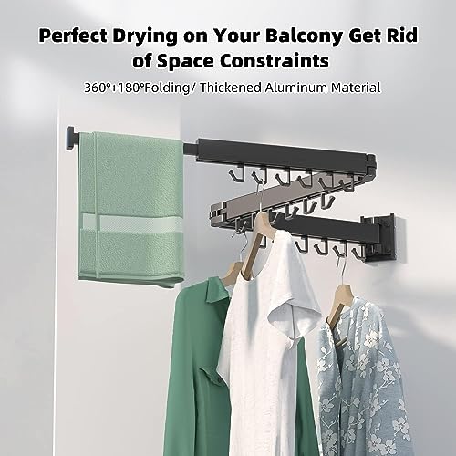 Bheadcat Laundry Clothes Drying Rack Wall Mounted, Retractable Stainless Steel
