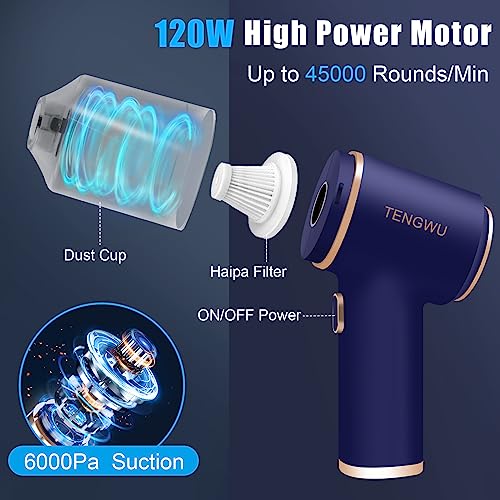 TENGWUDZ Cordless Handheld Vacuum, 6000PA Suction