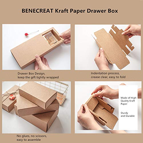 Benecreat 16-Pack Kraft Paper Drawer Boxes, Gift Wrap, Brown