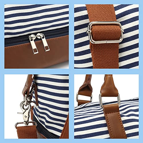 Large Canvas Weekender Duffel Bag, X-Large, Black Stripe