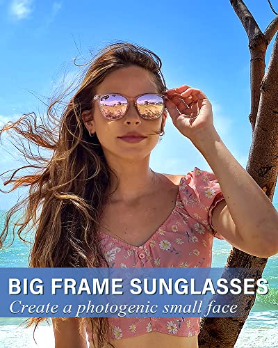 Myiaur Polarised Sunglasses Women Square Oversized Mirrored Lens UV400 - view 3