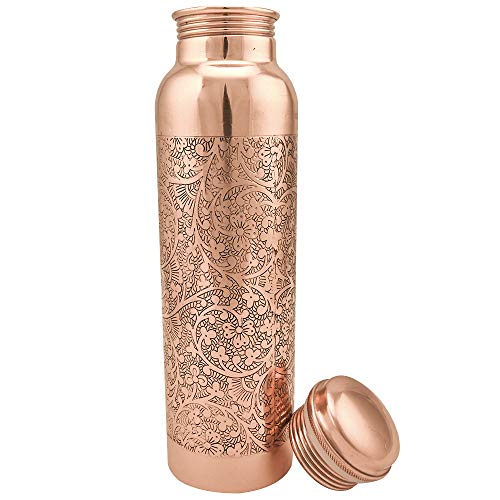 Vibranics Aquatic Copper Water Bottle 1L Ayurvedic Vessel Dark Embossed - view 4