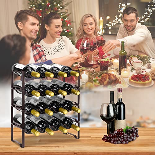 Mutool 4 Tier Stackable Wine Rack Bronze Holds 8-16 Bottles