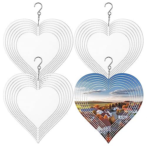 Savita Sublimation Wind Spinner Blanks 4 Pcs Heart 8 in Metal 3D Garden - view 1