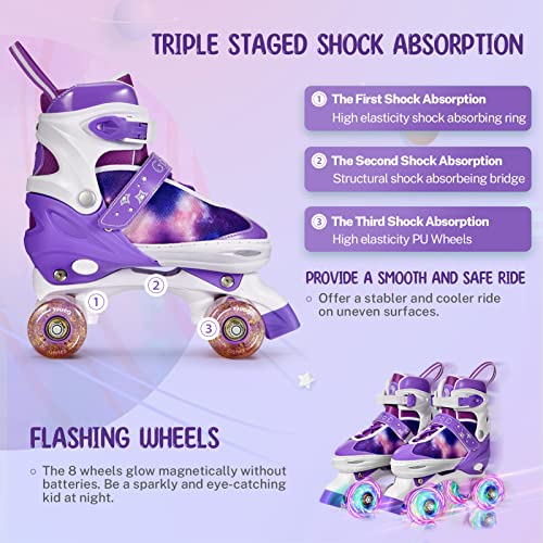 Gonex Adjustable Roller Skates, 4 Light-Up Wheels, Kids & Women