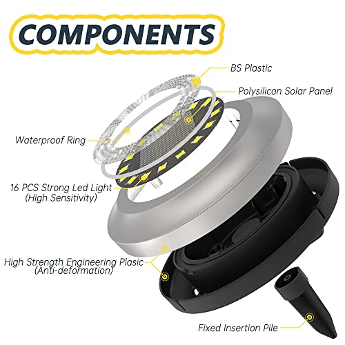Solar Ground Lights 8 Pack 16 LED IP65 Waterproof Disk Path Lights Warm White - view 4
