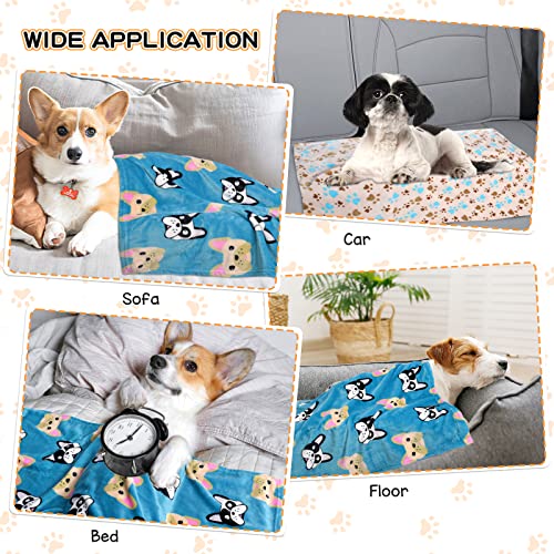 Rezutan Dog Blankets 3 Pack 106 x 76cm Washable Fleece 2 Blue 1 Brown - view 6