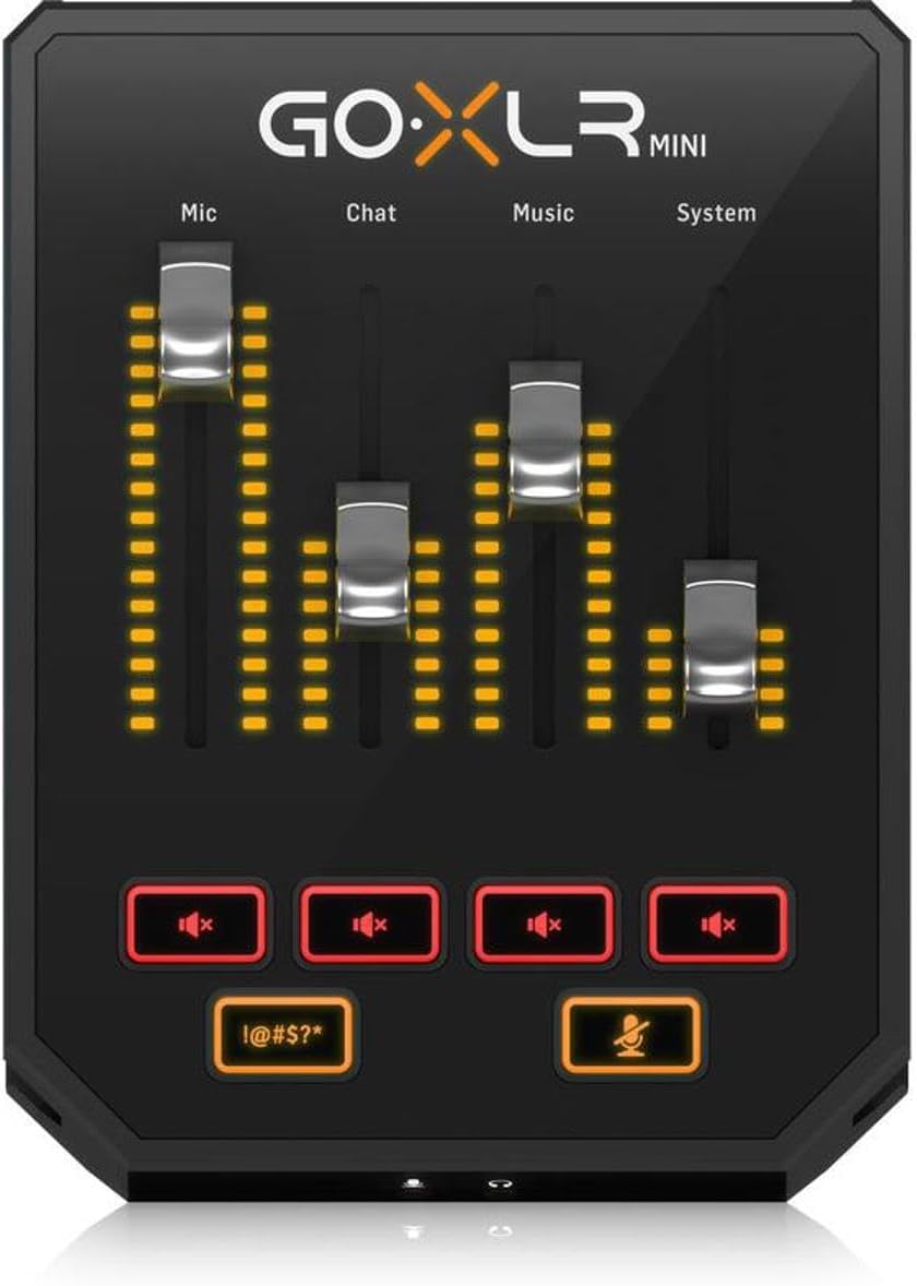 TC Helicon GoXLR MINI USB Audio Interface & Mixer, 4 Faders, MIDAS Preamp, XLR