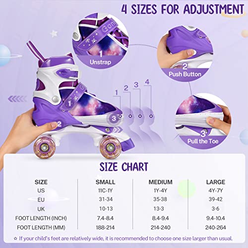 Gonex Adjustable Roller Skates, 4 Light-Up Wheels, Kids & Women