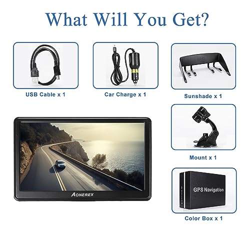Sat Nav Aonerex GPS 7 in Touchscreen 8GB 256MB 2023 UK EU Maps with Sunshade - view 7