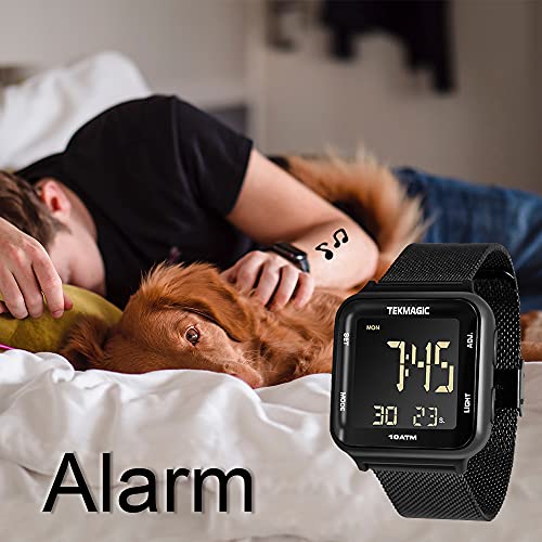 10 ATM Waterproof Submersible Digital Watch With Stainless Steel Watch Strap